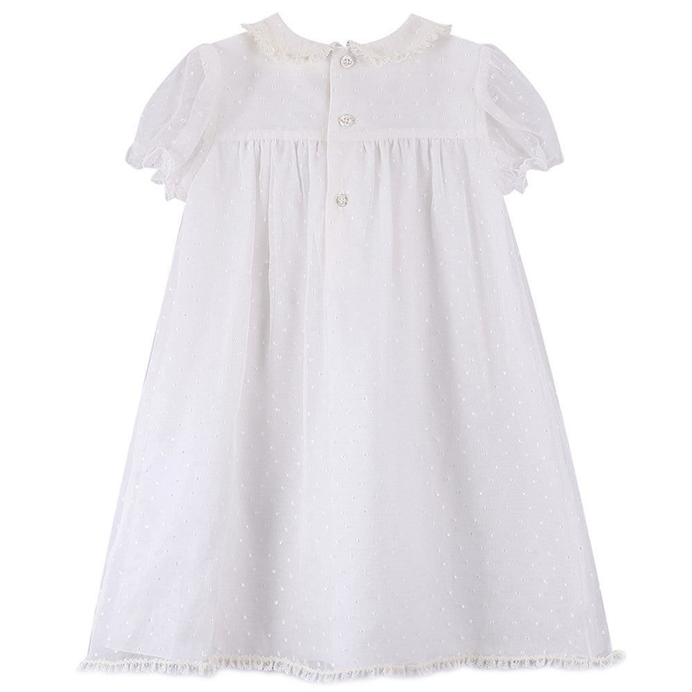 Baby Girls White Silk Tulle Dress - CÉMAROSE | Children's Fashion Store - 2