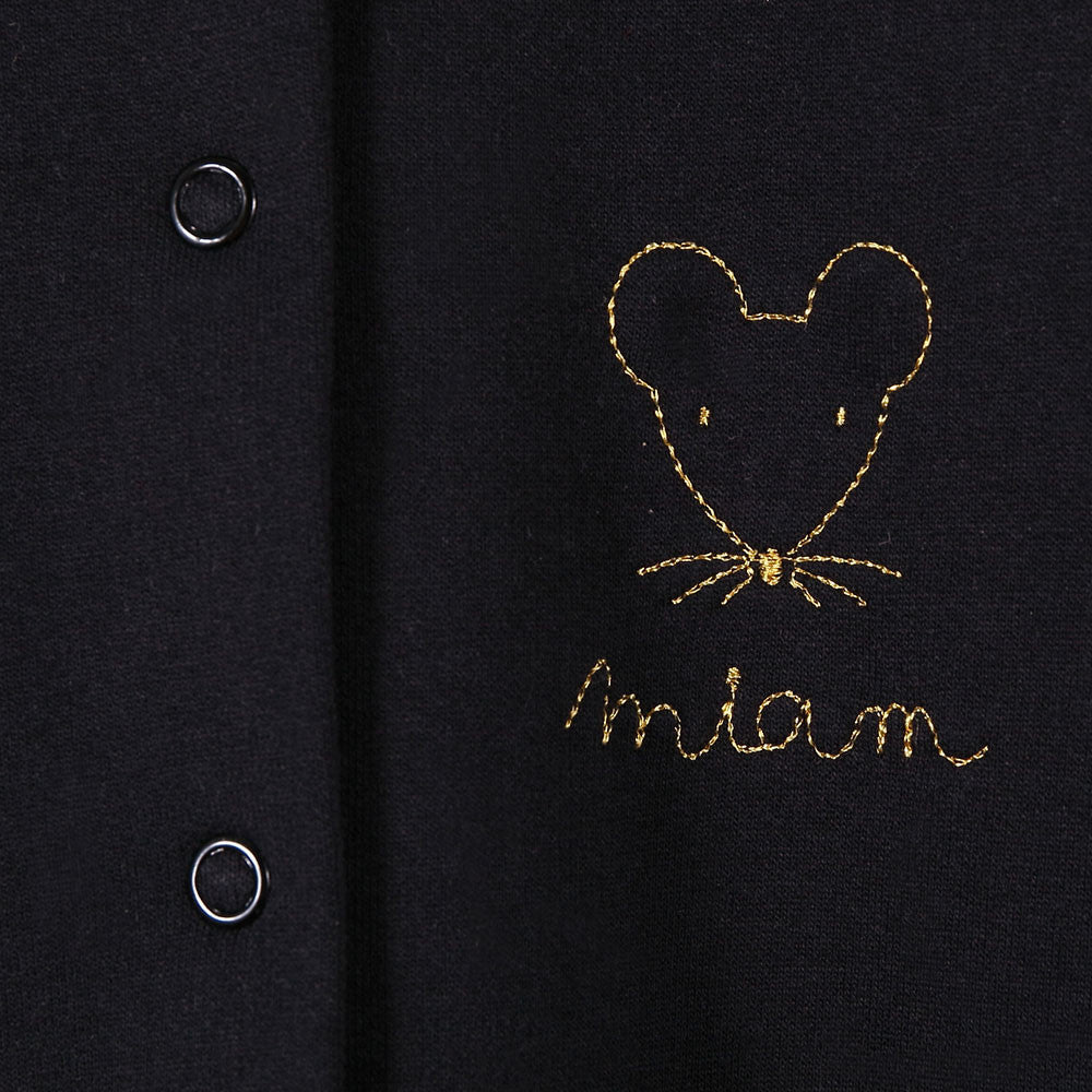 Girls Black Cat Hooded Cotton Babygrow - CÉMAROSE | Children's Fashion Store - 5