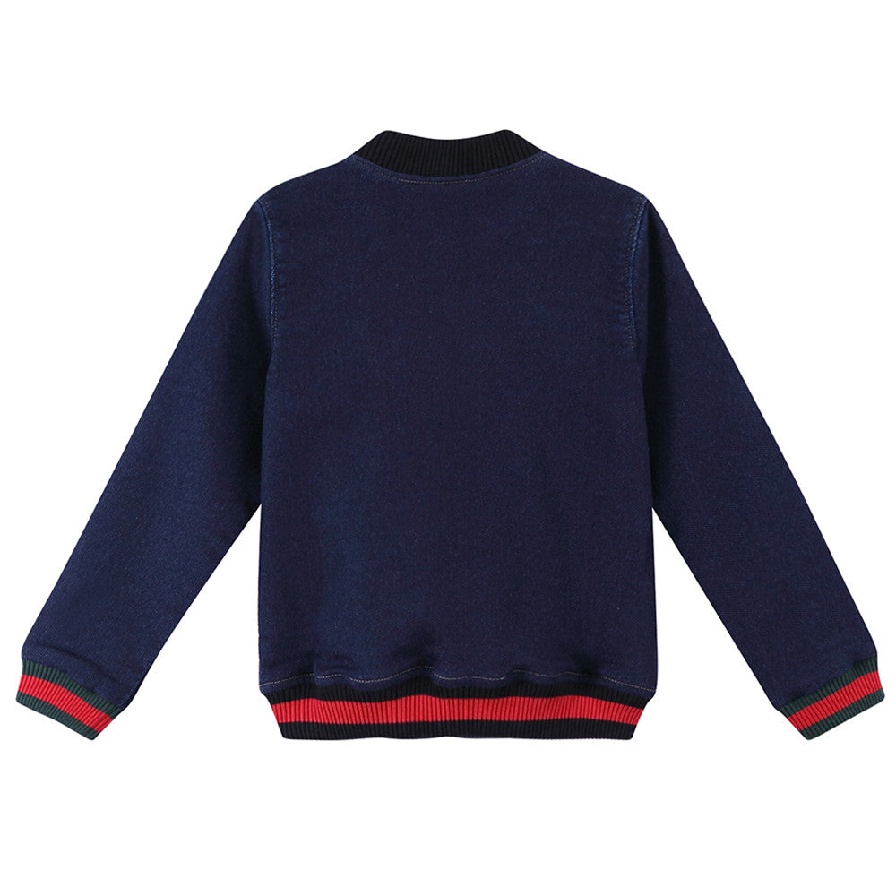 Baby Boys Navy Blue Ribbed Cotton Jacket - CÉMAROSE | Children's Fashion Store - 2