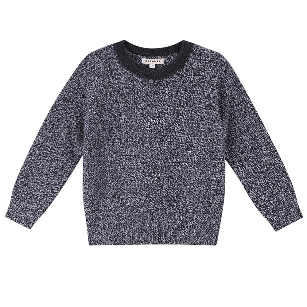 Boys & Girls Black Melange Wool Knitted Sweater - CÉMAROSE | Children's Fashion Store - 1