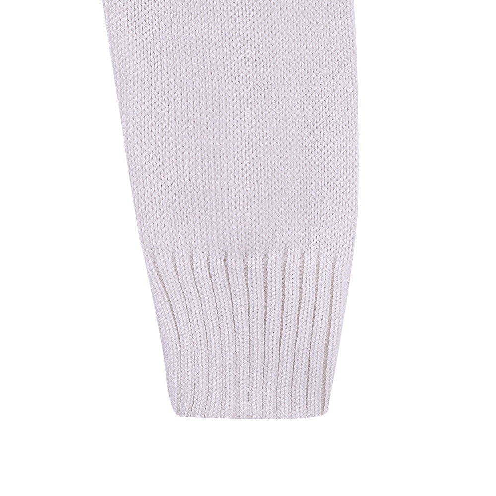 Girls White Knitted Sweater With Black Star Trims - CÉMAROSE | Children's Fashion Store - 5