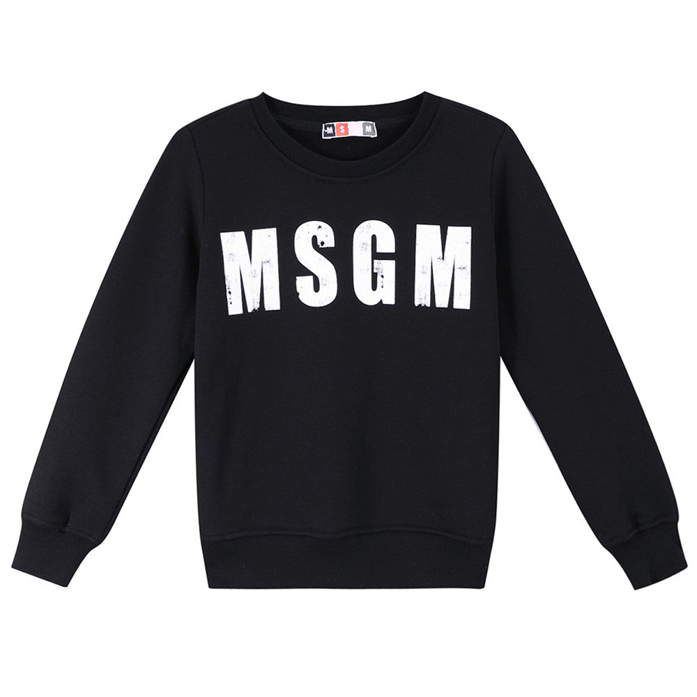 Girls Black Rib Cuffs Cotton Sweatshirt - CÉMAROSE | Children's Fashion Store - 1