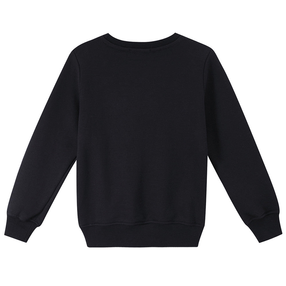 Girls Black Rib Cuffs Cotton Sweatshirt - CÉMAROSE | Children's Fashion Store - 2