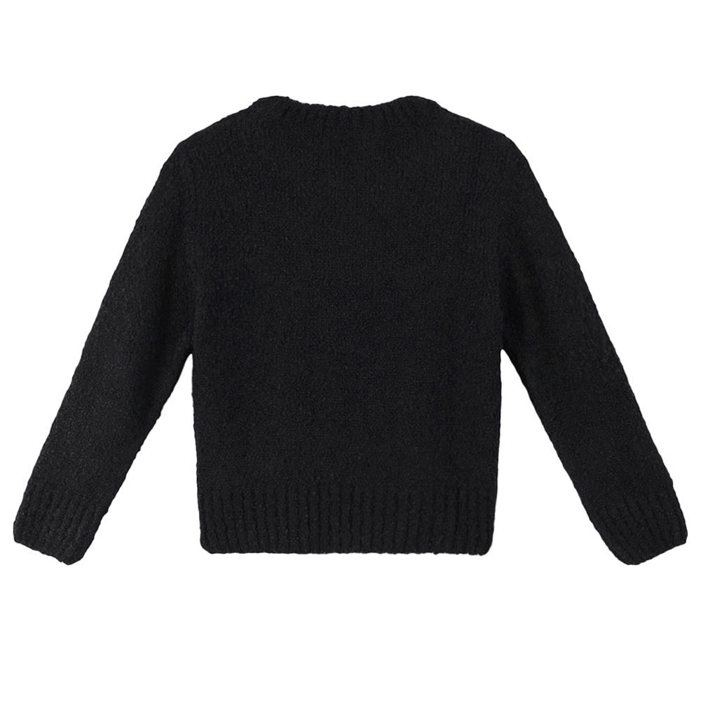 Boys Black Knitted Sweater With Striped Star Trims - CÉMAROSE | Children's Fashion Store - 2