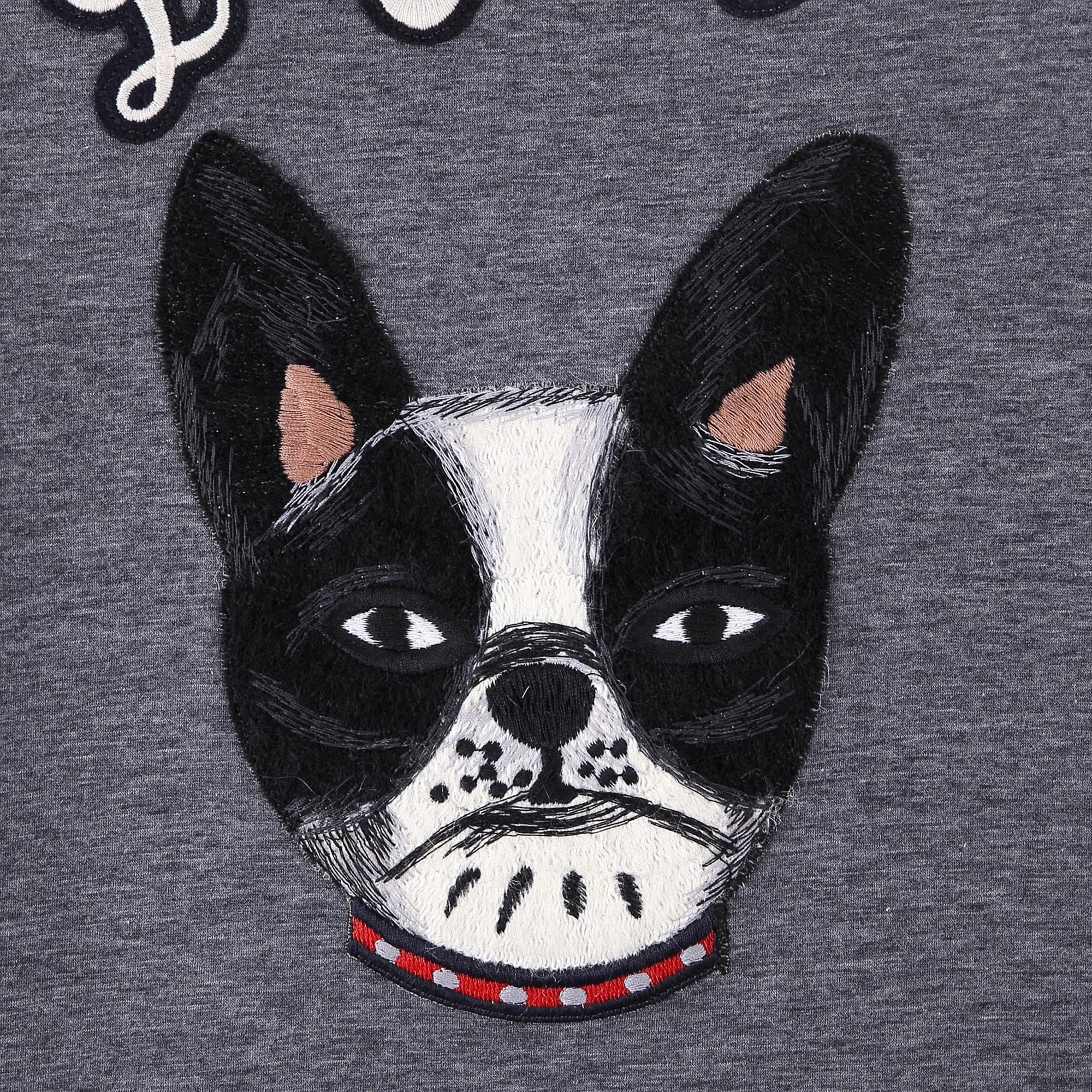 Boys Dark Grey Dog Printed Trims Cotton Sweatshirt - CÉMAROSE | Children's Fashion Store - 4