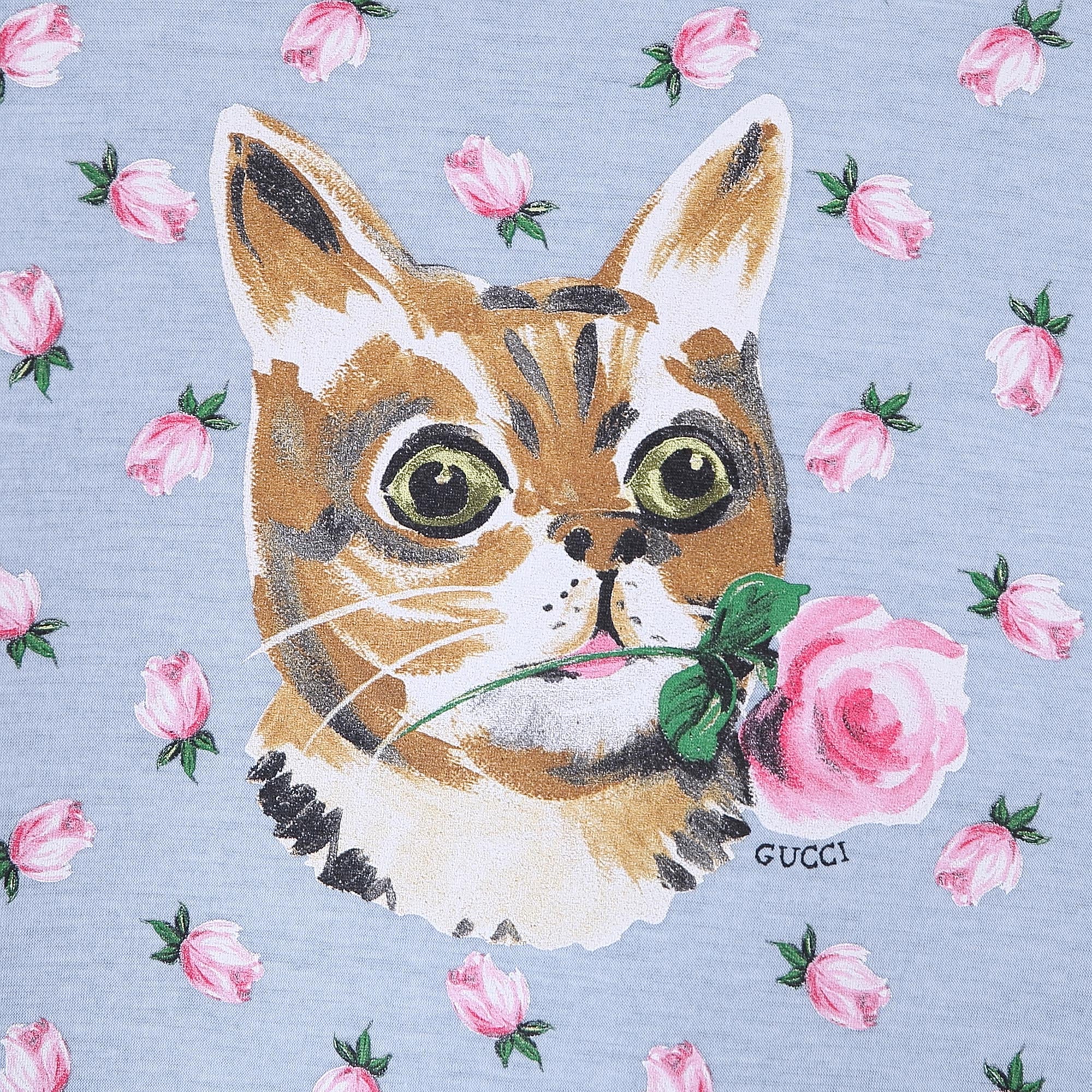 Baby Girls Pale Blue Allover Flower Printed Sweatshirt - CÉMAROSE | Children's Fashion Store - 4