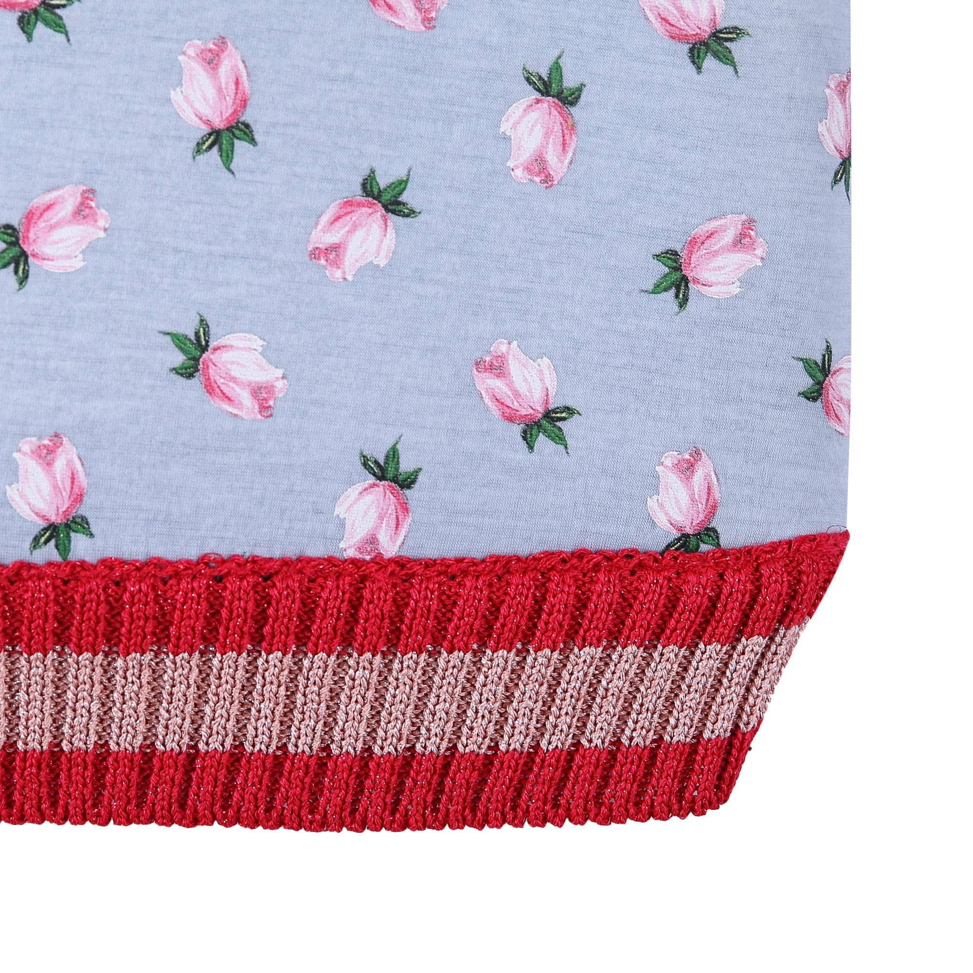 Baby Girls Pale Blue Allover Flower Printed Sweatshirt - CÉMAROSE | Children's Fashion Store - 5