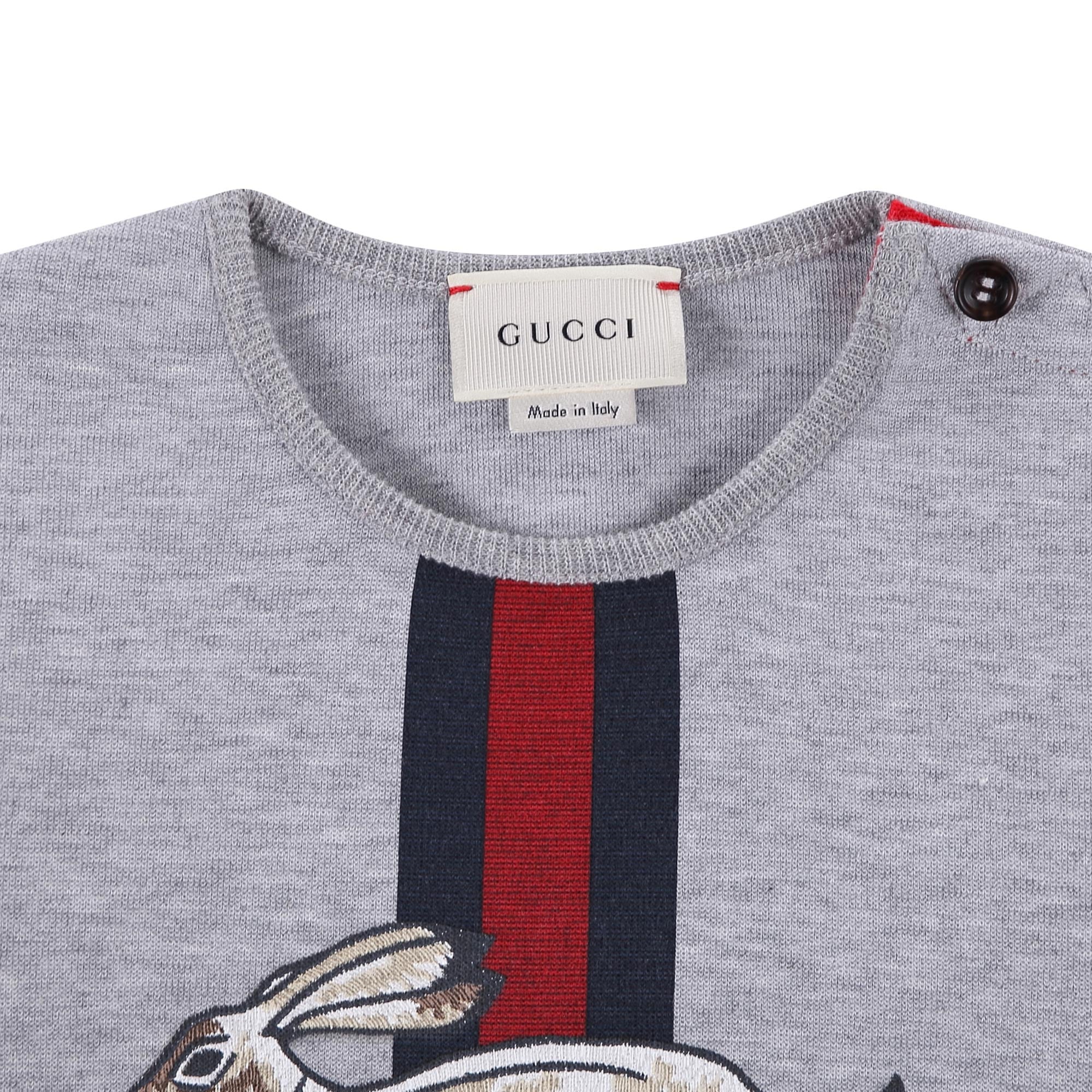 Baby Light Grey Bunny Printed Trims Sweatshirt - CÉMAROSE | Children's Fashion Store - 3