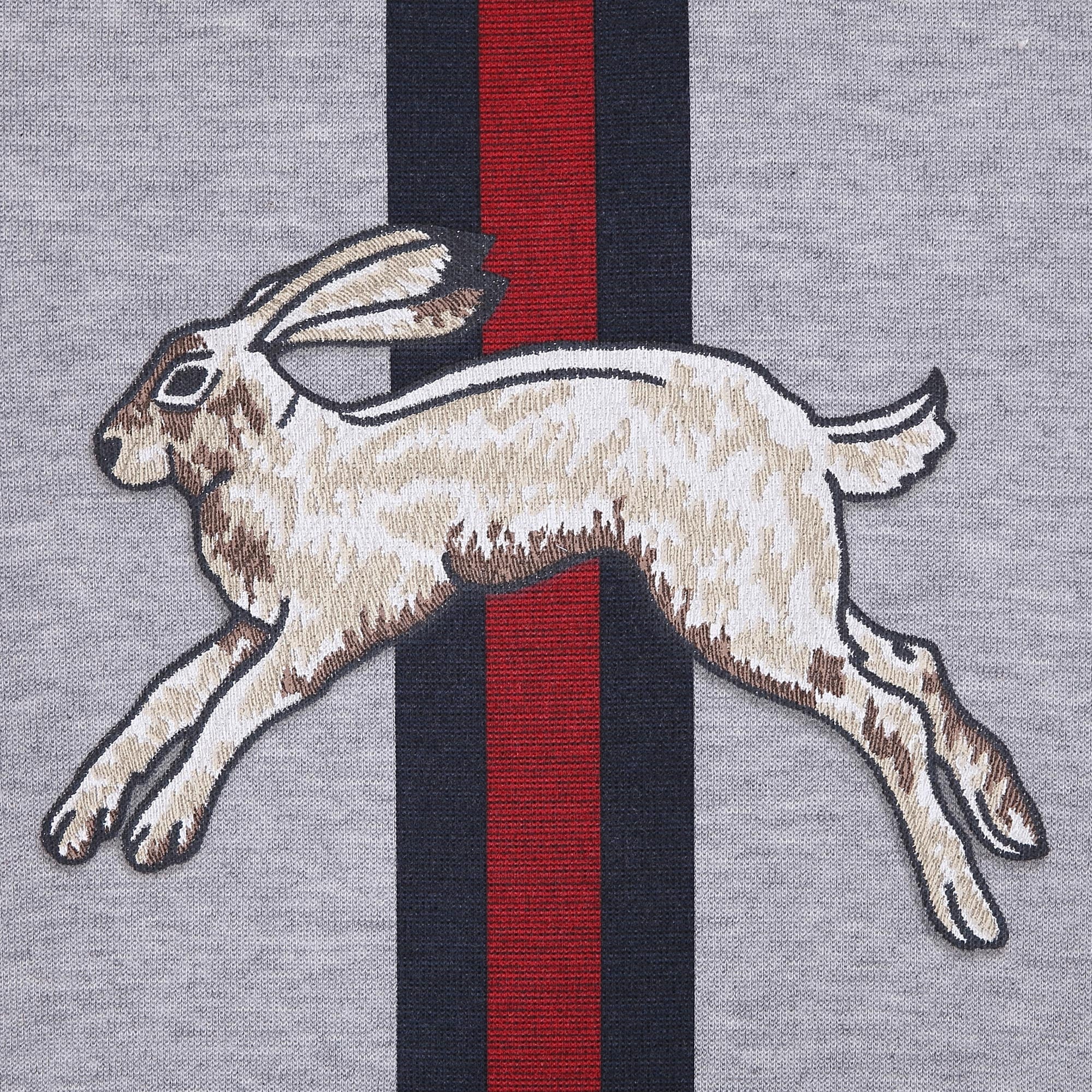 Baby Light Grey Bunny Printed Trims Sweatshirt - CÉMAROSE | Children's Fashion Store - 4