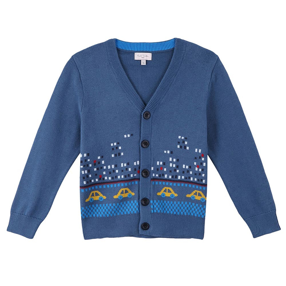 Baby Boys Light Petrol Blue Knitted Cotton Cardigan - CÉMAROSE | Children's Fashion Store - 2