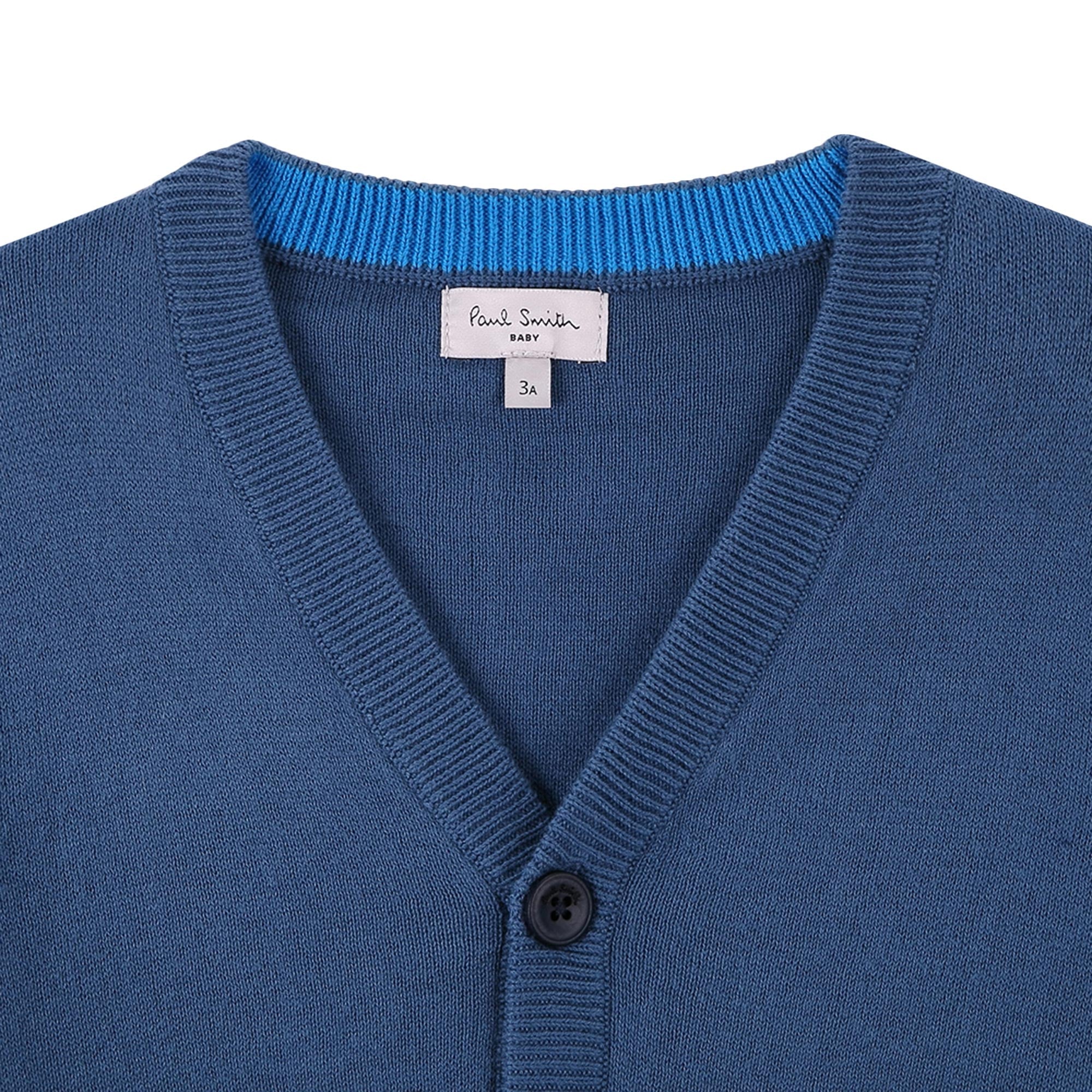 Baby Boys Light Petrol Blue Knitted Cotton Cardigan - CÉMAROSE | Children's Fashion Store - 4