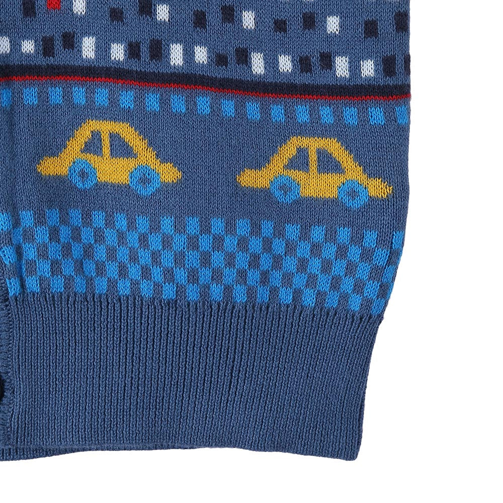 Baby Boys Light Petrol Blue Knitted Cotton Cardigan - CÉMAROSE | Children's Fashion Store - 6