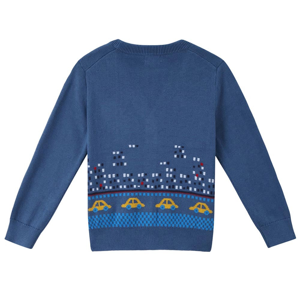 Baby Boys Light Petrol Blue Knitted Cotton Cardigan - CÉMAROSE | Children's Fashion Store - 3