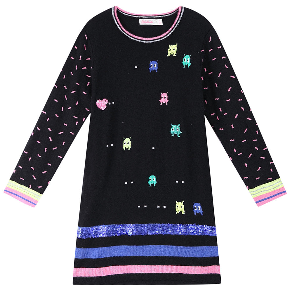 Girls Multicolor Striped Knitted Jersey Dress - CÉMAROSE | Children's Fashion Store - 1