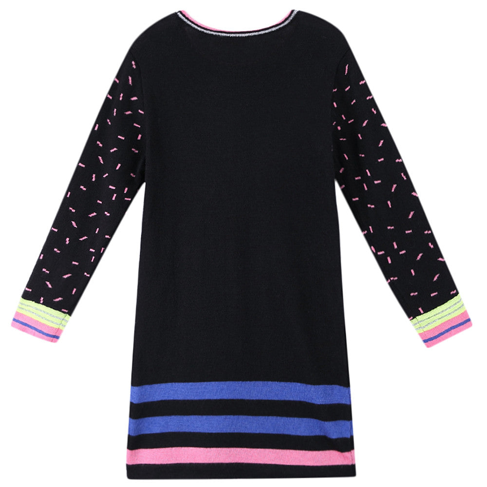 Girls Multicolor Striped Knitted Jersey Dress - CÉMAROSE | Children's Fashion Store - 2