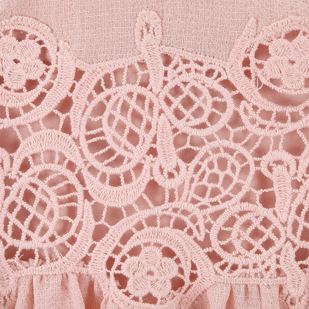 Baby Girls Pink Lace Trims Rib Cuffs Dress - CÉMAROSE | Children's Fashion Store - 4