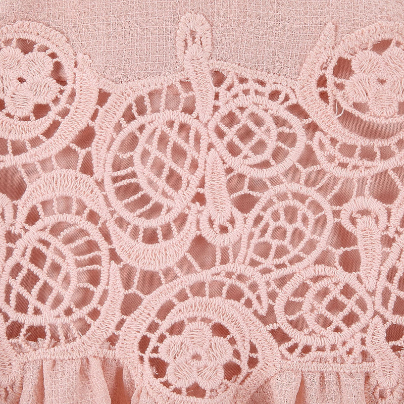 Baby Girls Pink Lace Trims Rib Cuffs Dress - CÉMAROSE | Children's Fashion Store - 4