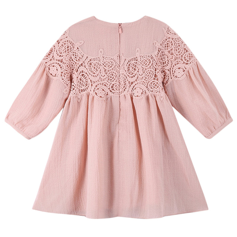 Baby Girls Pink Lace Trims Rib Cuffs Dress - CÉMAROSE | Children's Fashion Store - 2