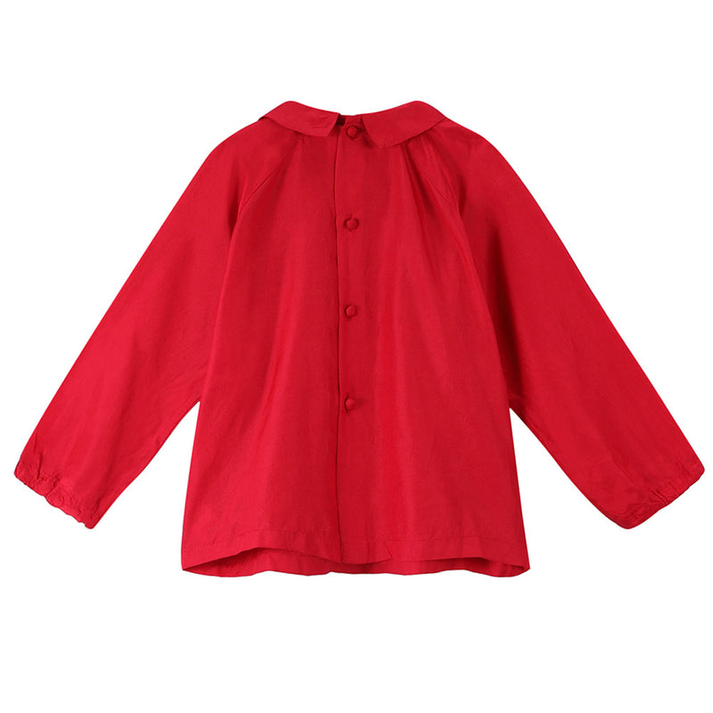 Girls Red Frill Trims Silk Blouse - CÉMAROSE | Children's Fashion Store - 2
