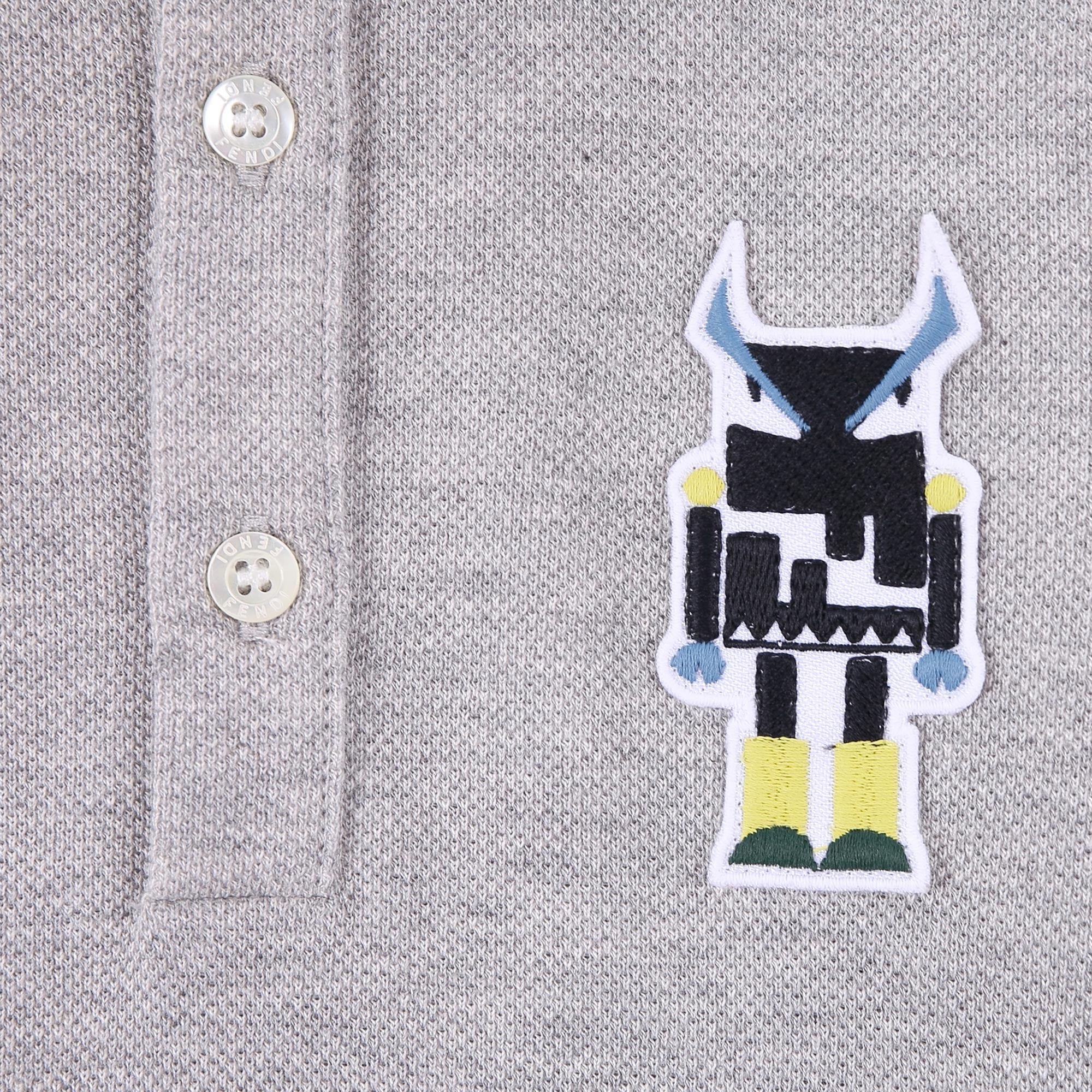 Baby Boys Light Melange Grey Monster Trims Cotton Polo Shirt - CÉMAROSE | Children's Fashion Store - 4