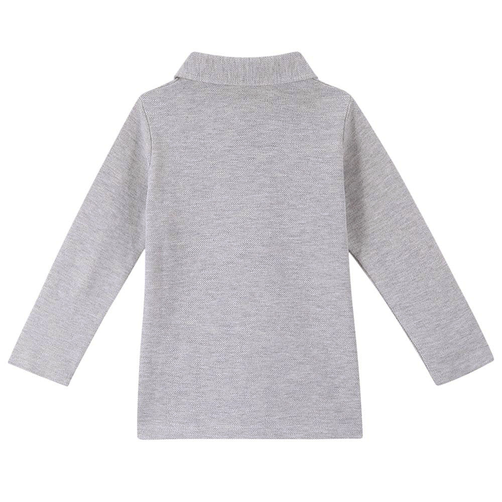 Baby Boys Light Melange Grey Monster Trims Cotton Polo Shirt - CÉMAROSE | Children's Fashion Store - 2