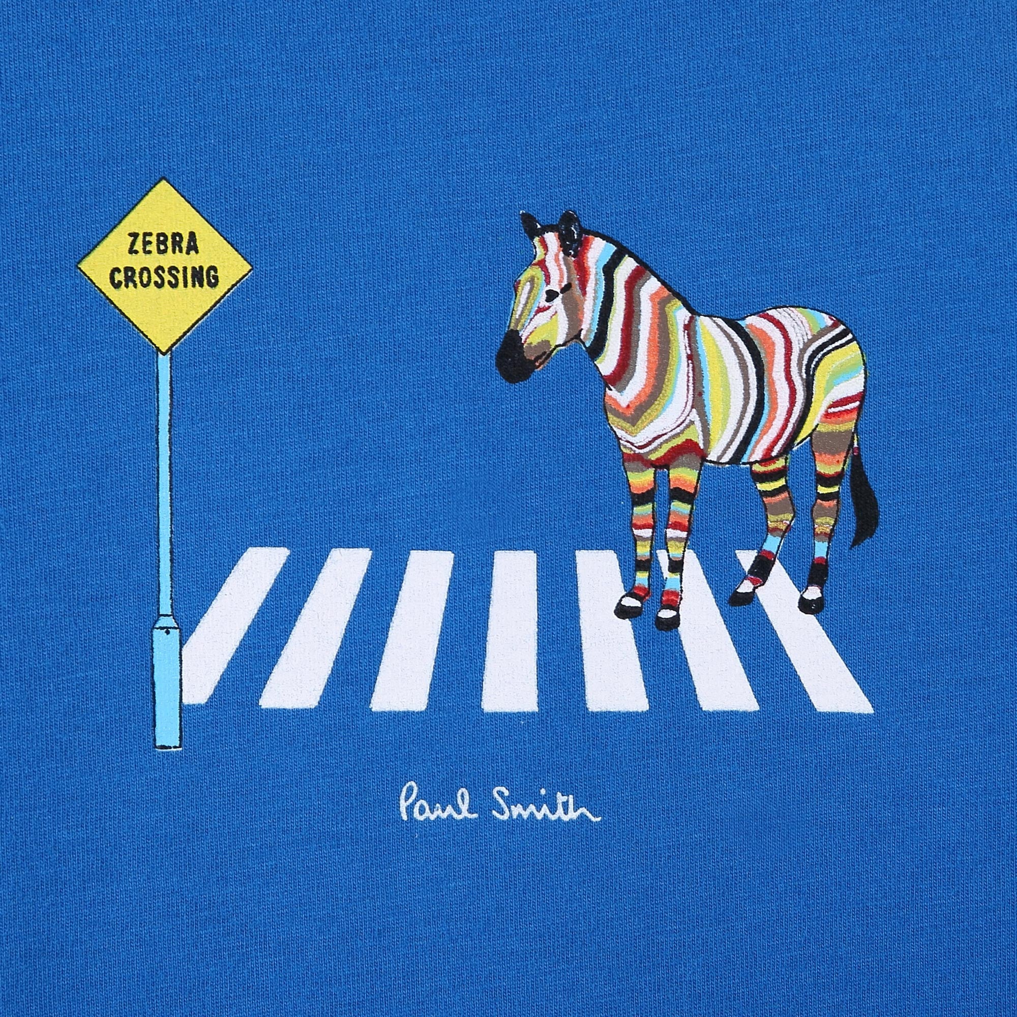 Boys Blue Zebra Printed Trims Cotton T-Shirt - CÉMAROSE | Children's Fashion Store - 3