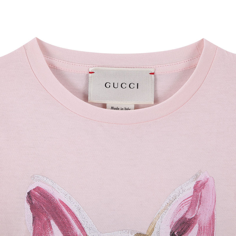 Girls Pink Cotton T-Shirt With Colorful Cat Print Trims - CÉMAROSE | Children's Fashion Store - 3