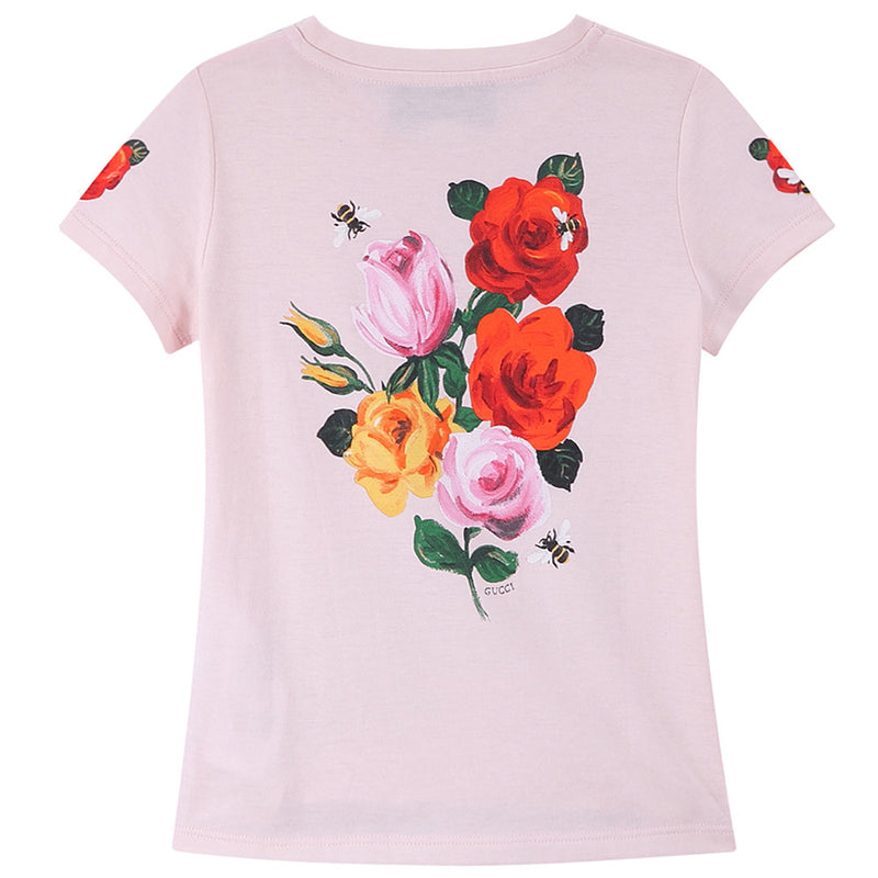 Girls Pink Cotton T-Shirt With Colorful Cat Print Trims - CÉMAROSE | Children's Fashion Store - 2