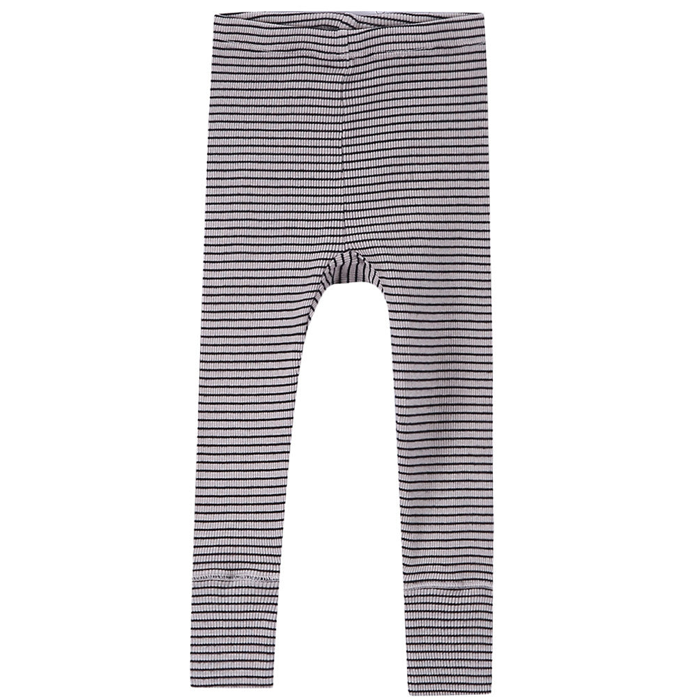 Boys & Girls Milk White & Black Striped Cotton Jersey Legging - CÉMAROSE | Children's Fashion Store - 1