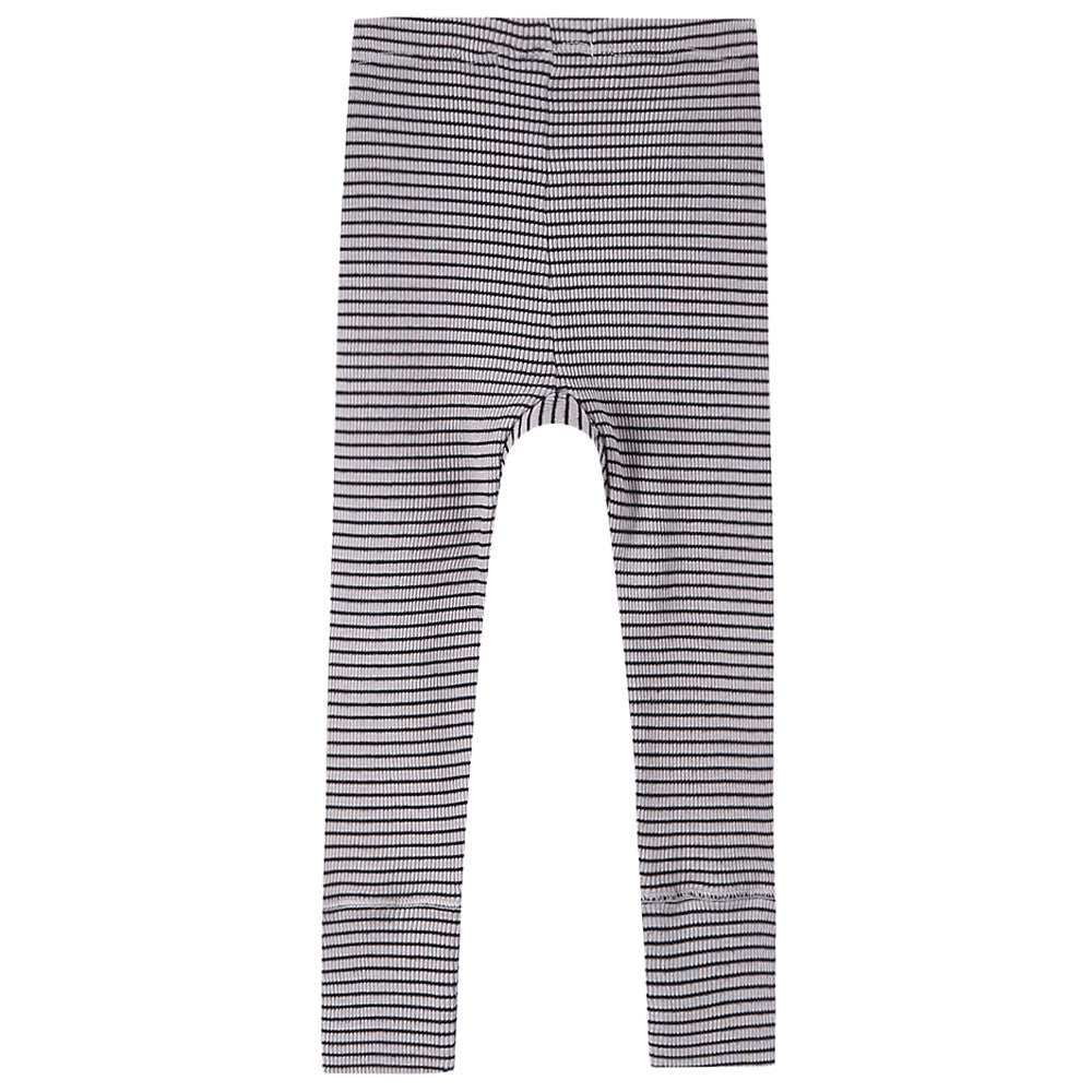 Boys & Girls Milk White & Black Striped Cotton Jersey Legging - CÉMAROSE | Children's Fashion Store - 2
