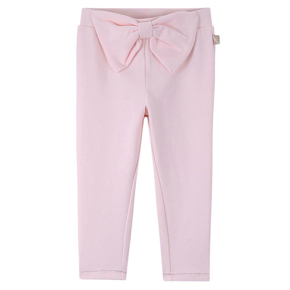 Baby Girls Pale Pink Cotton Bow Trims Trouser - CÉMAROSE | Children's Fashion Store - 1