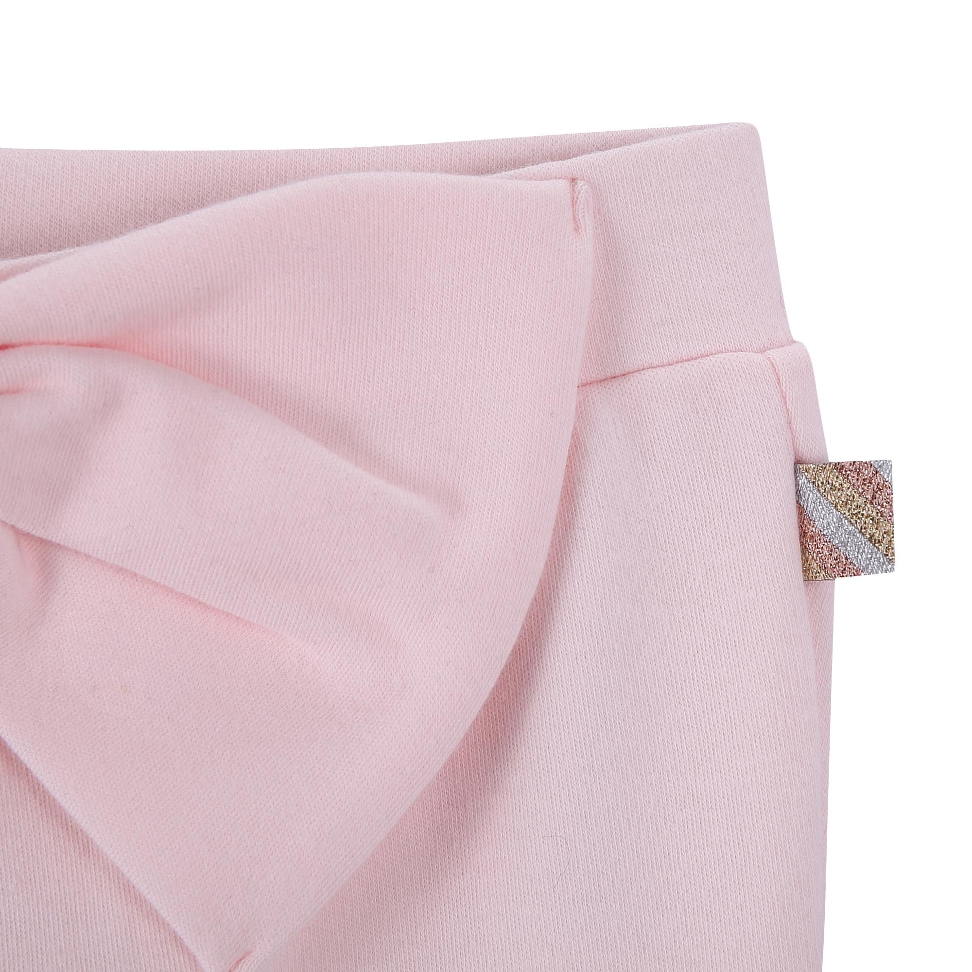 Baby Girls Pale Pink Cotton Bow Trims Trouser - CÉMAROSE | Children's Fashion Store - 4