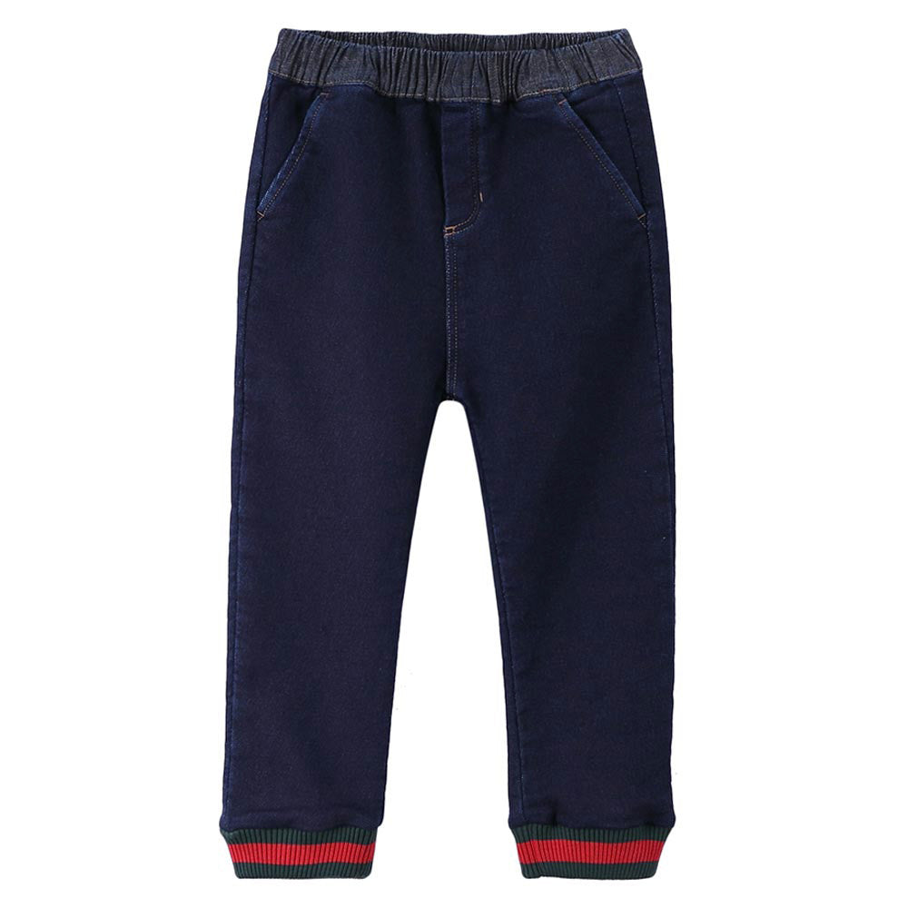 Baby Boys Navy Blue Ribbed Cotton Trouser - CÉMAROSE | Children's Fashion Store - 1