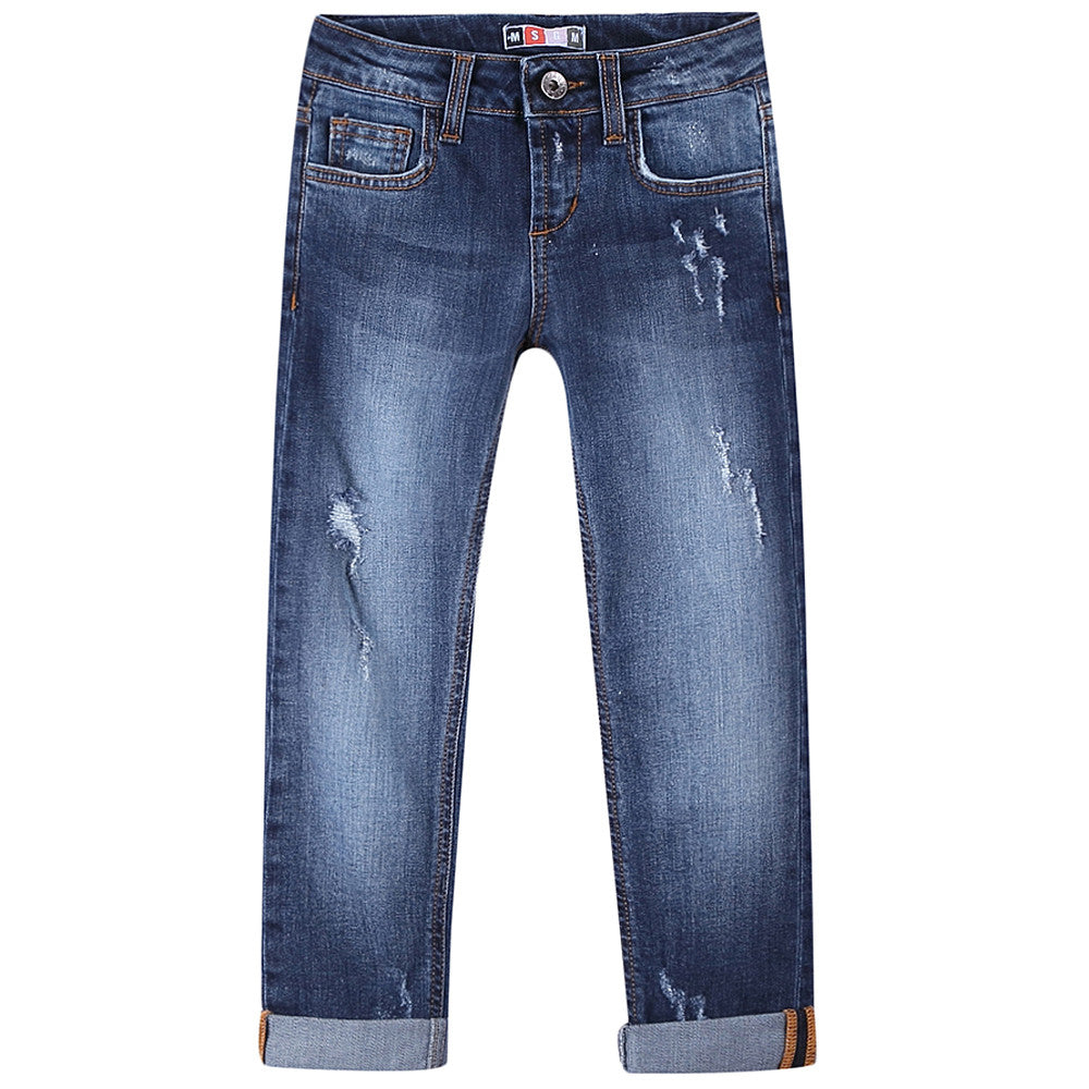 Boys Blue Denim Cotton Jeans - CÉMAROSE | Children's Fashion Store - 1