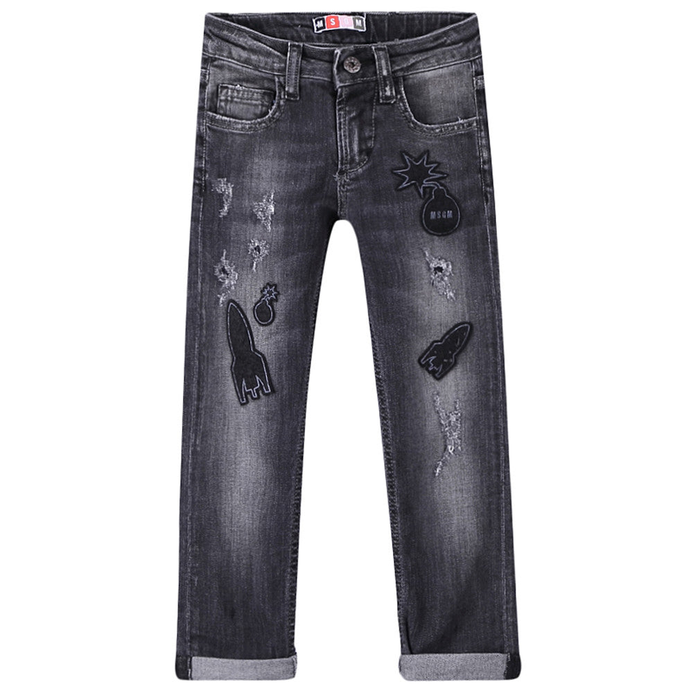 Boys Black Denim Cotton Jeans - CÉMAROSE | Children's Fashion Store - 1