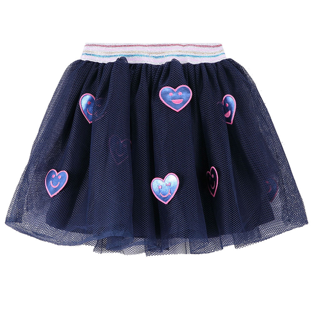 Girls Navy Blue Patch Trims Tulle Skirt - CÉMAROSE | Children's Fashion Store - 2