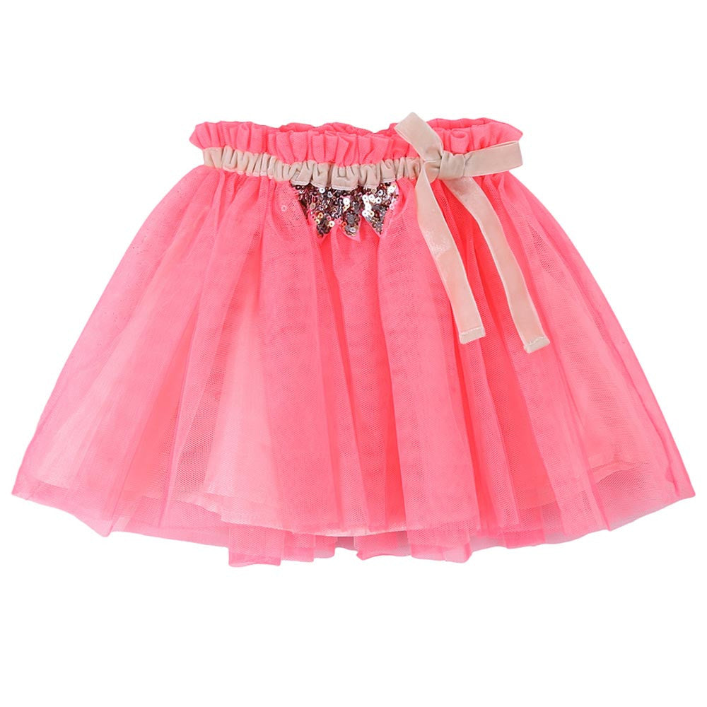Girls Pink Boe Ribbon Tulle Skirt - CÉMAROSE | Children's Fashion Store - 1