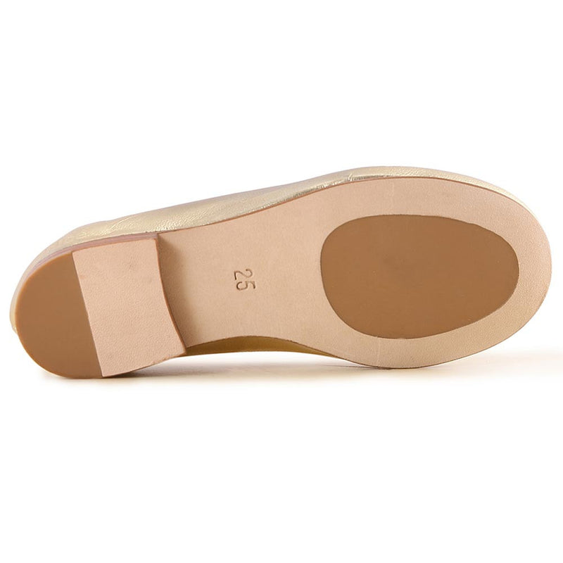 Girls Gold Curved Edge Leather Shoes - CÉMAROSE | Children's Fashion Store - 5