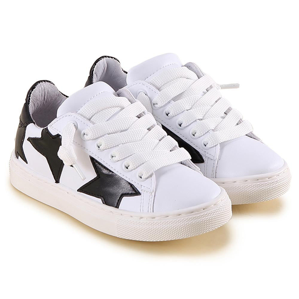 Boys White Sneaker With Black Star Trims - CÉMAROSE | Children's Fashion Store - 1