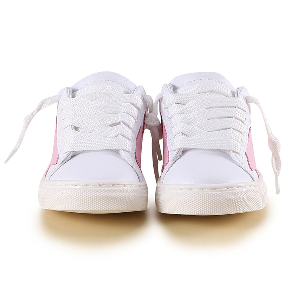 Girls White Sneaker With Pink Star Trims - CÉMAROSE | Children's Fashion Store - 3