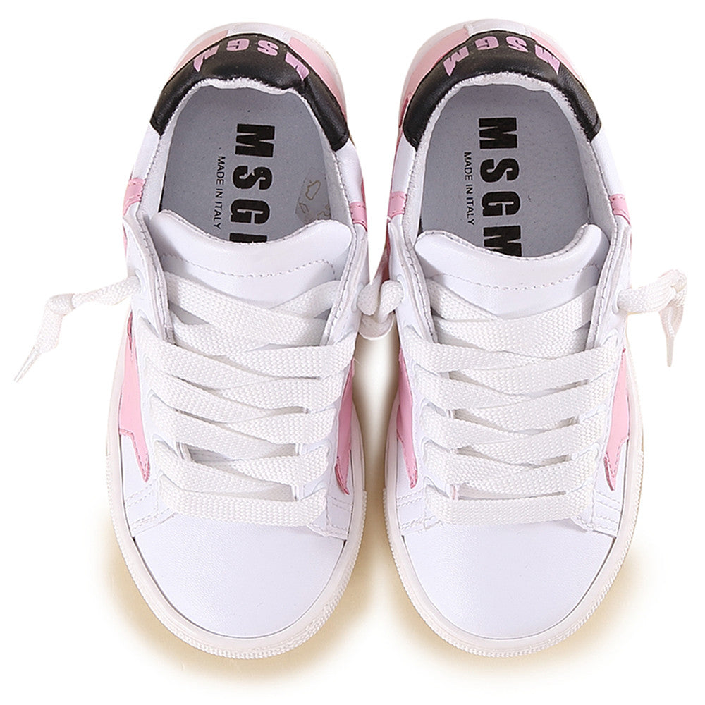 Girls White Sneaker With Pink Star Trims - CÉMAROSE | Children's Fashion Store - 2