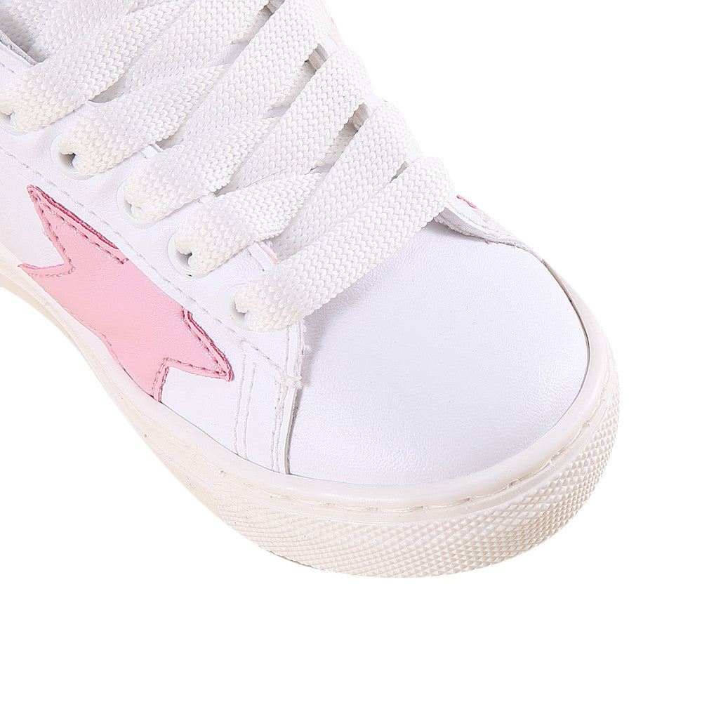 Girls White Sneaker With Pink Star Trims - CÉMAROSE | Children's Fashion Store - 5
