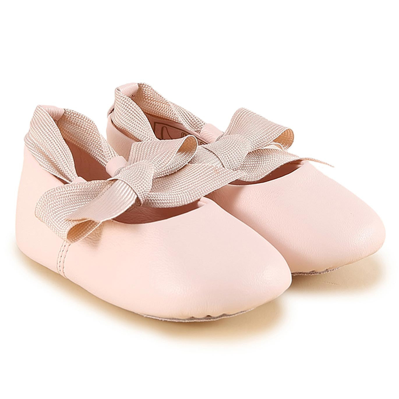 Baby Pale Pink Bow Trims Leather Pre-Walker Shoes - CÉMAROSE | Children's Fashion Store - 1