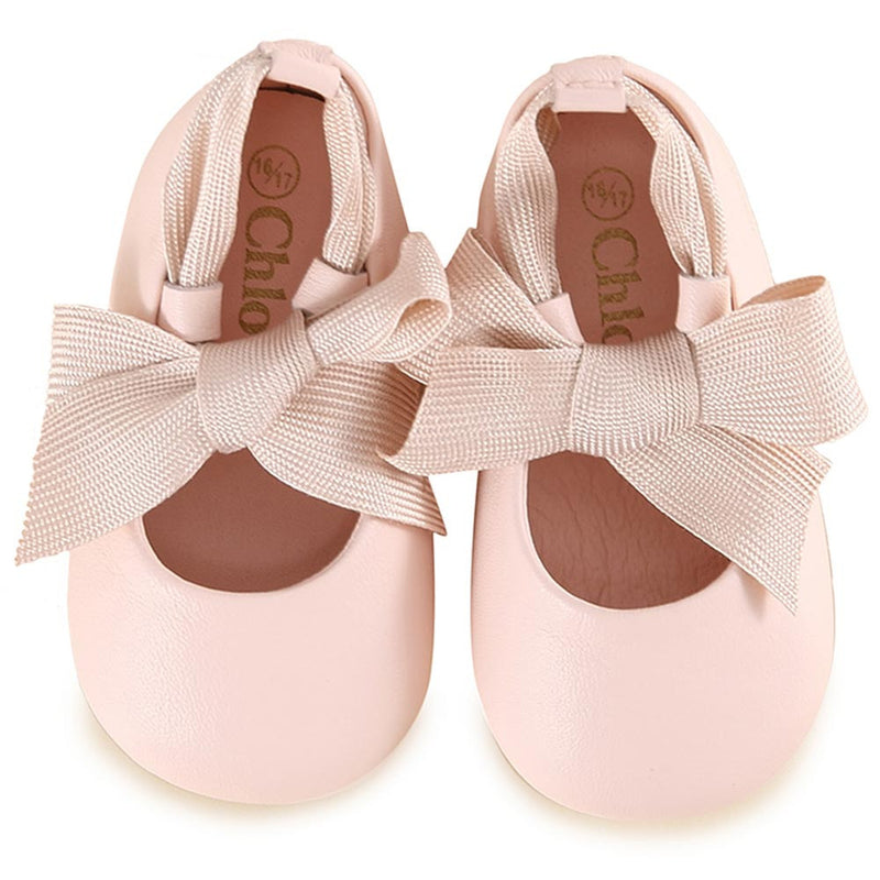 Baby Pale Pink Bow Trims Leather Pre-Walker Shoes - CÉMAROSE | Children's Fashion Store - 4