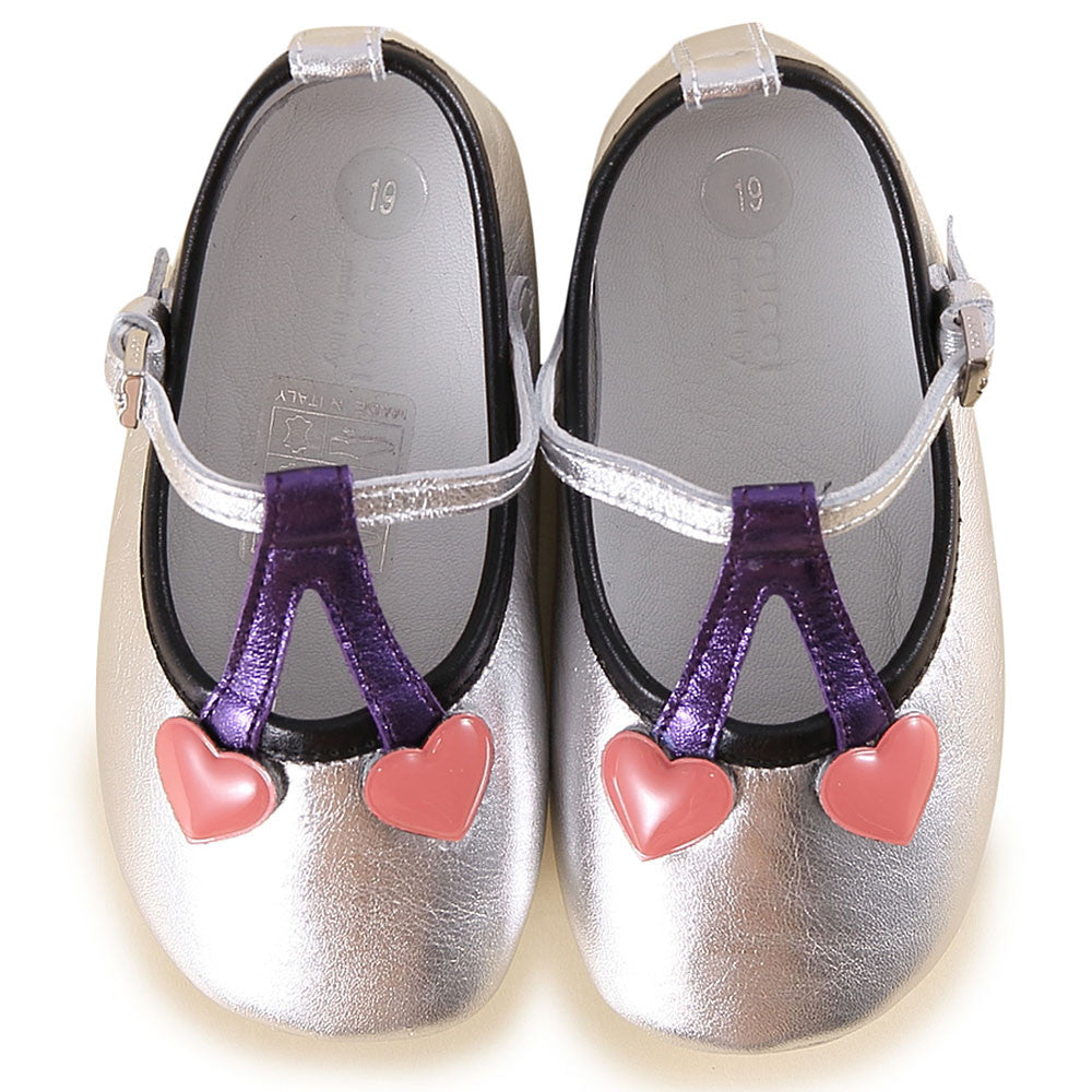 Baby Girls Silver Cherry Leather Shoes - CÉMAROSE | Children's Fashion Store - 2