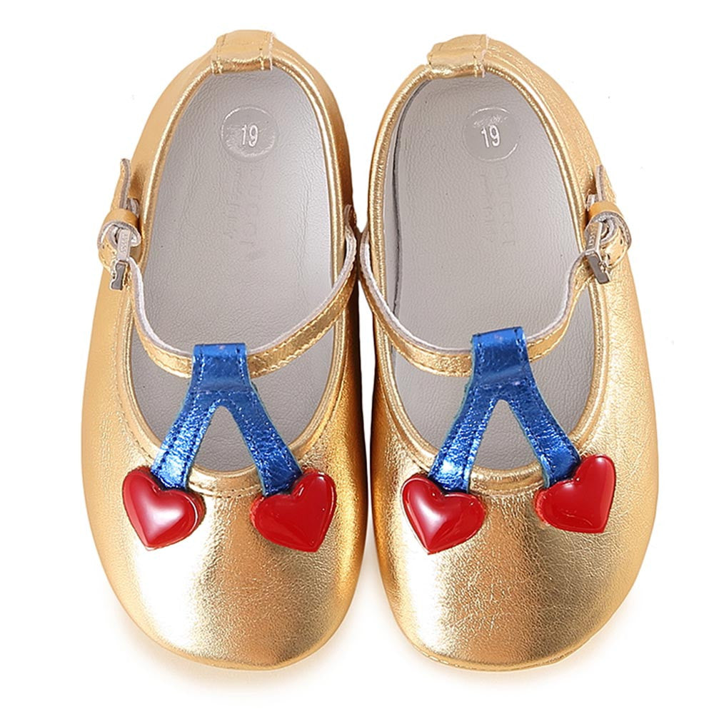 Baby Girls Gold Cherry Leather Shoes - CÉMAROSE | Children's Fashion Store - 2