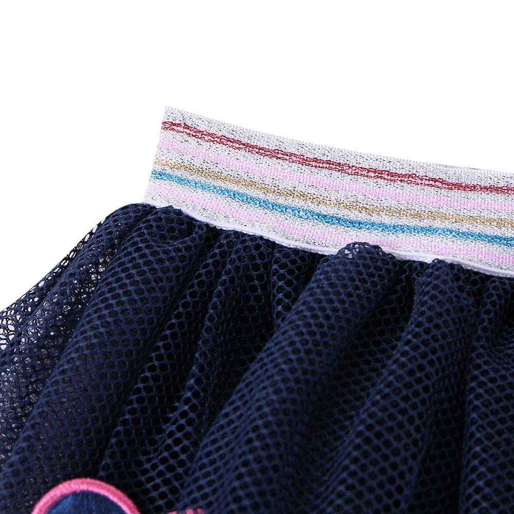 Girls Navy Blue Patch Trims Tulle Skirt - CÉMAROSE | Children's Fashion Store - 4