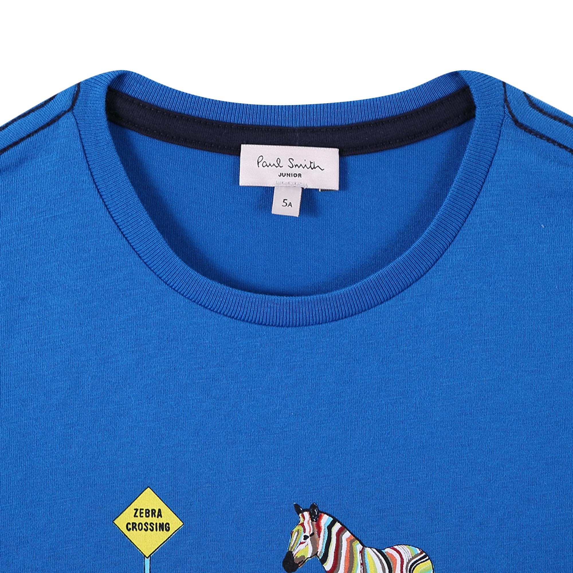 Boys Blue Zebra Printed Trims Cotton T-Shirt - CÉMAROSE | Children's Fashion Store - 5