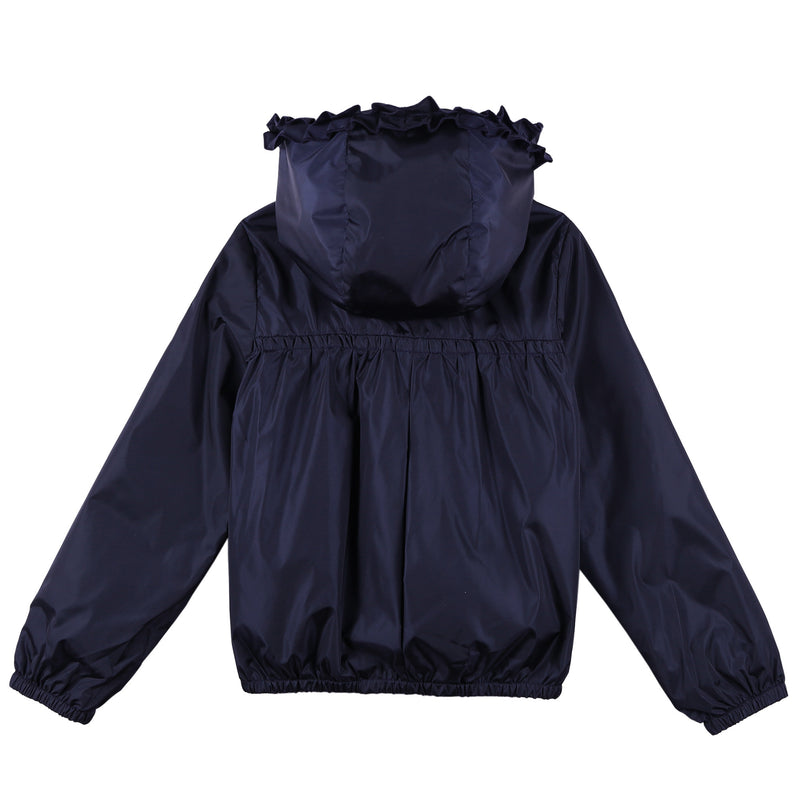 Girls Navy Blue Frilly Hooded 'Darma' Zip-Up Tops - CÉMAROSE | Children's Fashion Store - 2