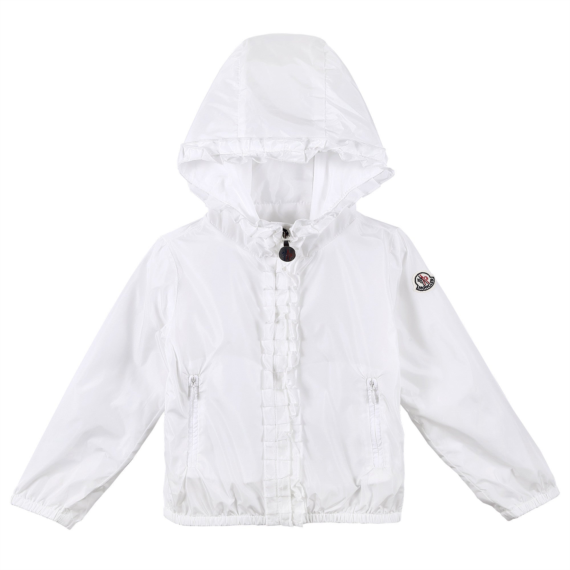 Baby Girls White Frilly Hooded 'Darma' Zip-Up Tops - CÉMAROSE | Children's Fashion Store - 1